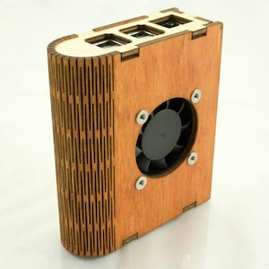 Wood Pi Book Case for Raspberry Pi 3B+, 3 Pi2 & B+ with Fan