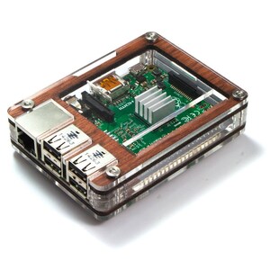 C4Labs Zebra case for Raspberry Pi 3B, 3, 2, 2B, B w/power cord, heatsinks & optional Fan upgrade Classic Wood image 2