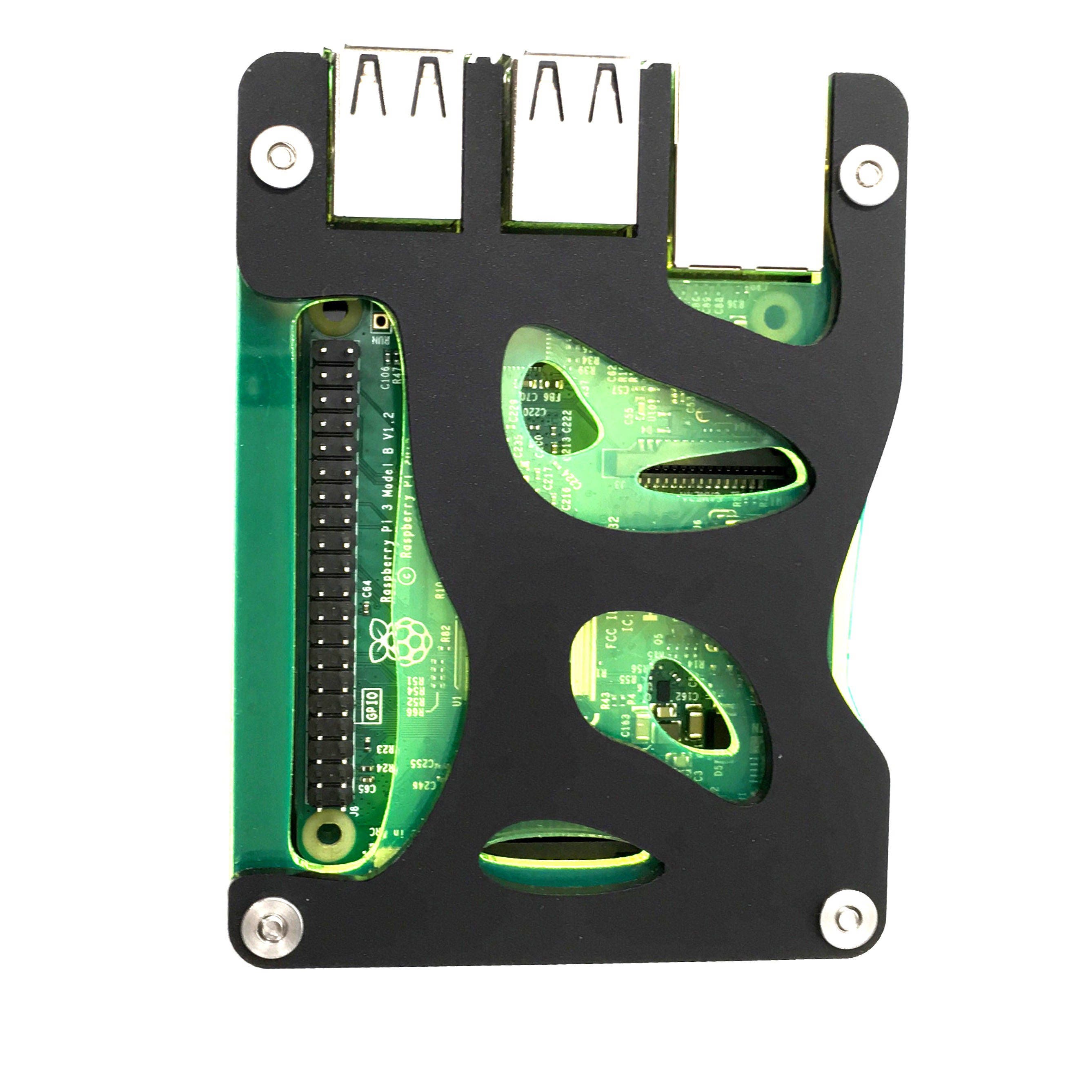 Zebra Bio Black Lime Case for the Raspberry Pi 3B+, 3, Pi 2, and Pi B+ ~ by C4Labs