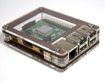 C4Labs Zebra Case for Raspberry  Pi 3B+, 3, 2 and B+ with Power Cord, Heatsinks & Fan or Solid Top option-Walnut Veneer