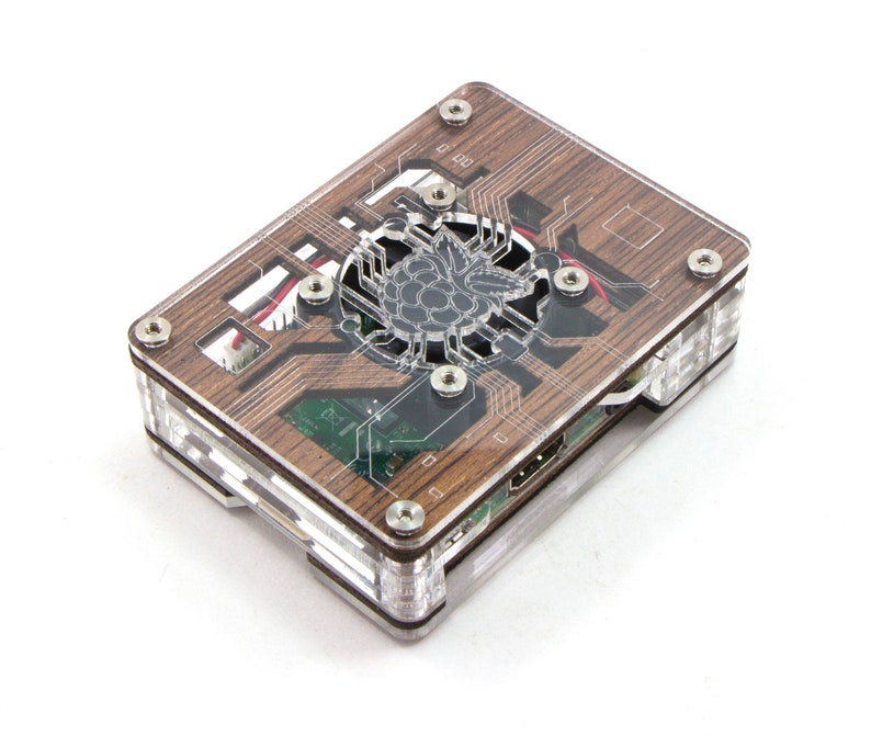 C4Labs Zebra Virtue Case with Fan for Raspberry Pi 4B, 3B, 3, 2 and B Color Options Wood