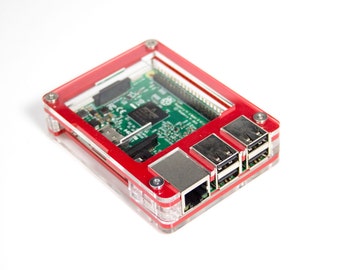 C4Labs Zebra Case for Raspberry Pi 3B+, 3, Pi 2 and B+ with Power Cord, Heatsinks & Fan Option - Berry Red