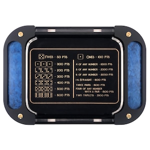 C4Labs Omega or Mini Mega Dice Tray with Farkle Score Etched on Tray – Color and Size Options