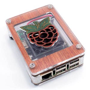 C4Labs Zebra Raspberry Inlay with Fan Case for Raspberry Pi 4B, 3B 3, Pi 2 Wood image 2