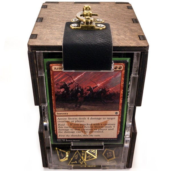 Wood Deck Box with Dice Compartment  - 3 color options | Magic the Gathering | MTG | TCG | CCG