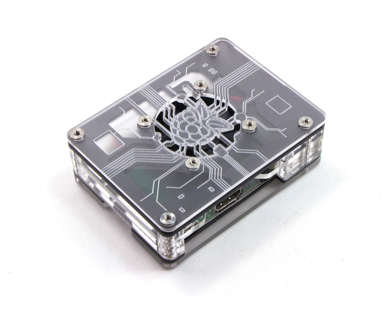 C4Labs Zebra Virtue Case with Fan for Raspberry Pi 4B, 3B, 3, 2 and B Color Options Black Mist