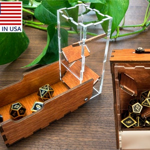 Micro Travel Portable Dice Tower AND Dice Vault | Fits Standard 7 Set of Dice  [ Gunstock ]