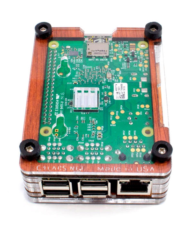 C4Labs Zebra Raspberry Inlay with Fan Case for Raspberry Pi 4B, 3B 3, Pi 2 Wood image 5