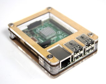 C4Labs Solid Top Zebra Case for Raspberry Pi 3B+, 3, Pi 2 and B+ with Power Cord and Heatsinks - Maple Veneer