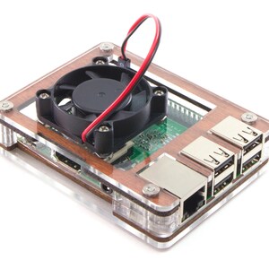 C4Labs Zebra case for Raspberry Pi 3B, 3, 2, 2B, B w/power cord, heatsinks & optional Fan upgrade Classic Wood With Fan