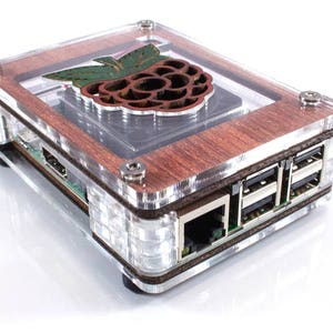 C4Labs Zebra Raspberry Inlay with Fan Case for Raspberry Pi 4B, 3B 3, Pi 2 Wood image 1