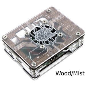 C4Labs Zebra Virtue Case with Fan for Raspberry Pi 4B, 3B, 3, 2 and B Color Options Wood Mist