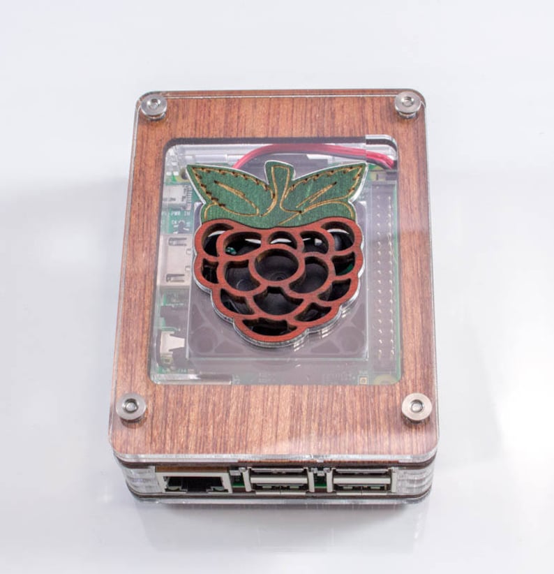 C4Labs Zebra Raspberry Inlay with Fan Case for Raspberry Pi 4B, 3B 3, Pi 2 Wood image 3