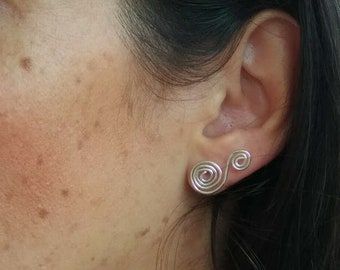 Spiral Climber Earrings, Minimalist Earrings Silver, Climber Earrings Sterling Silver, Simple Earrings, Dainty Earrings Studs,