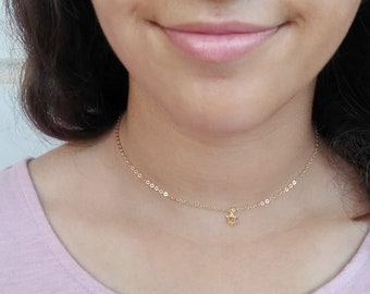 Star of David for Little Girl Necklace, Choker Necklace, Judaica Jewelry, Teenage Girl Gift, Children Jewelry, Bat Mitzvah Gift, Gold Filled