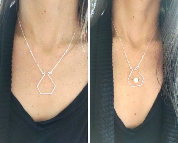 Geometric Sterling Silver Ring Holder Necklace