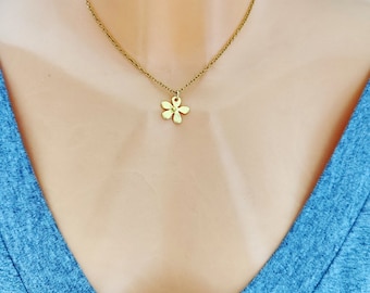 Flower Necklace, Dainty Necklace, Gold Flower Necklace, Minimalist Necklace, Gift for Her, Stainless Steel chain, Girlfriend Gift,
