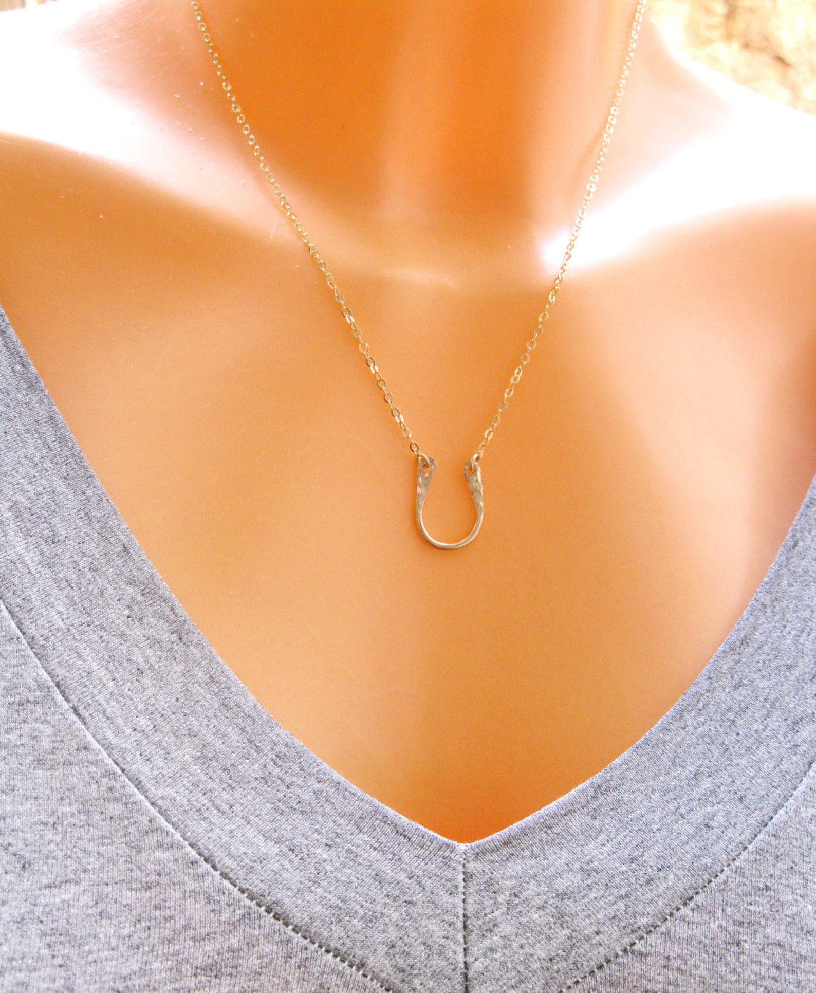 Gold Horseshoe Necklace, Luck Necklace, Gold Filled Necklace