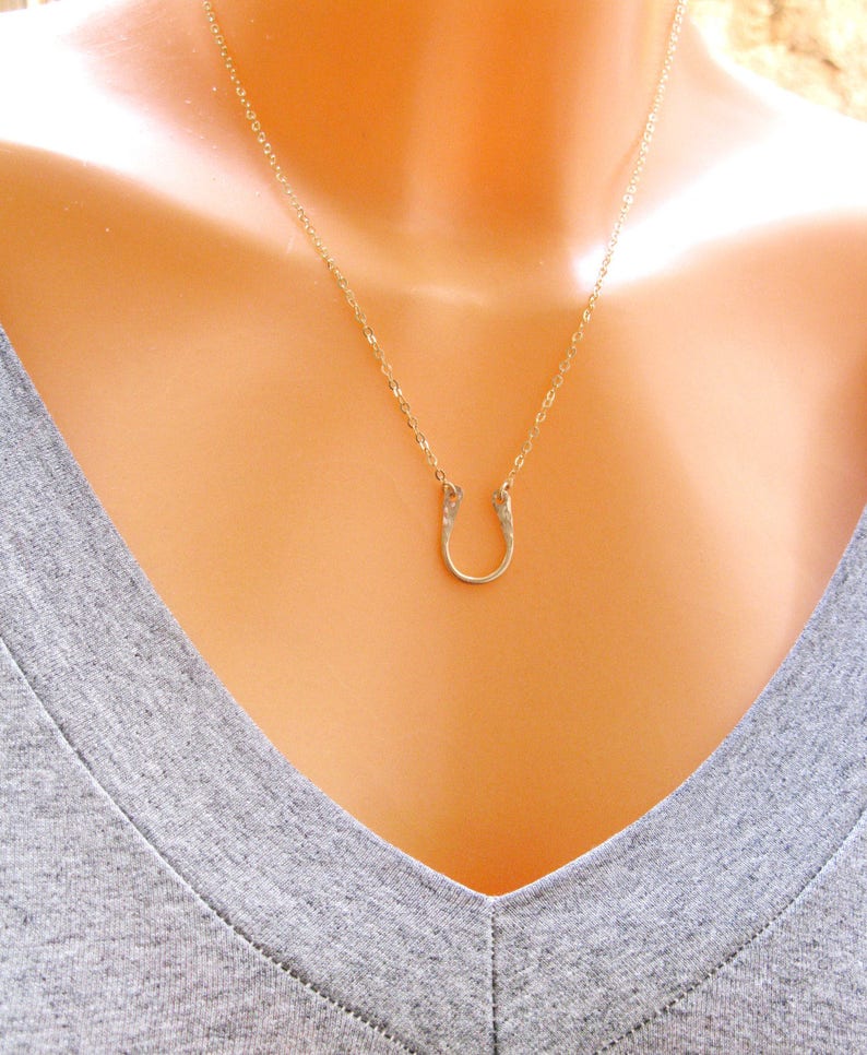 Gold Horseshoe Necklace, Luck Necklace, Gold Filled Necklace