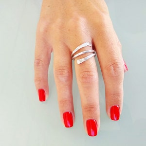Silver Adjustable Ring, Wire Wrapped Ring, Statement Ring, Aluminum Ring, Hammered Ring, Everyday Ring, Simple Ring, Silver Ring for Women,