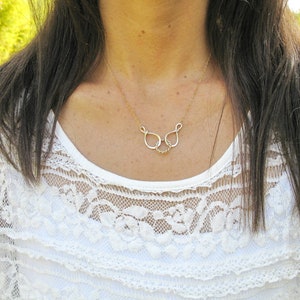 Mixed Metal Necklace, Simple Eternity Circle necklace, Gold filled & Sterling Silver, Hand Hammered Necklace, Bridesmaid Gift, Mother Gift,