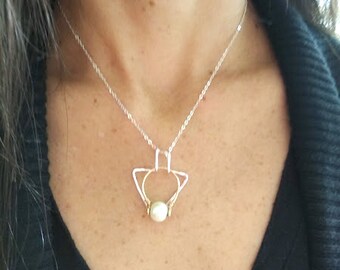 Sterling Silver Ring Holder Necklace, Triangular Pendant Necklace, Nurses & Doctors Gift, Wedding and Engagement Ring Holder Necklace,