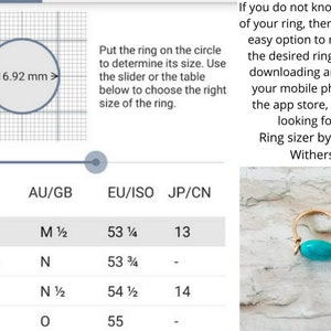 Downloading an app to your mobile phone:
Ring sizer by Jason Withers
★ Link to Android devices:
https://play.google.com/store/apps/details?id=ru.cherrydesign.ringsizer 
★ Link to iPhones:
https://itunes.apple.com/il/app/id795721582