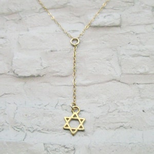 Star of David necklace, Star of david pendant, Lariat necklace, Gold Star necklace, Star of David necklace, Israeli Jewelry,Bat mitzvah gift
