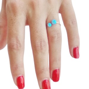 Dainty Opal Ring, Blue Opal Ring, Adjustable Blue Opal Ring, Stackable Ring, Opal Open Ring, Gold Filled Open Ring, Best Friend Gift,