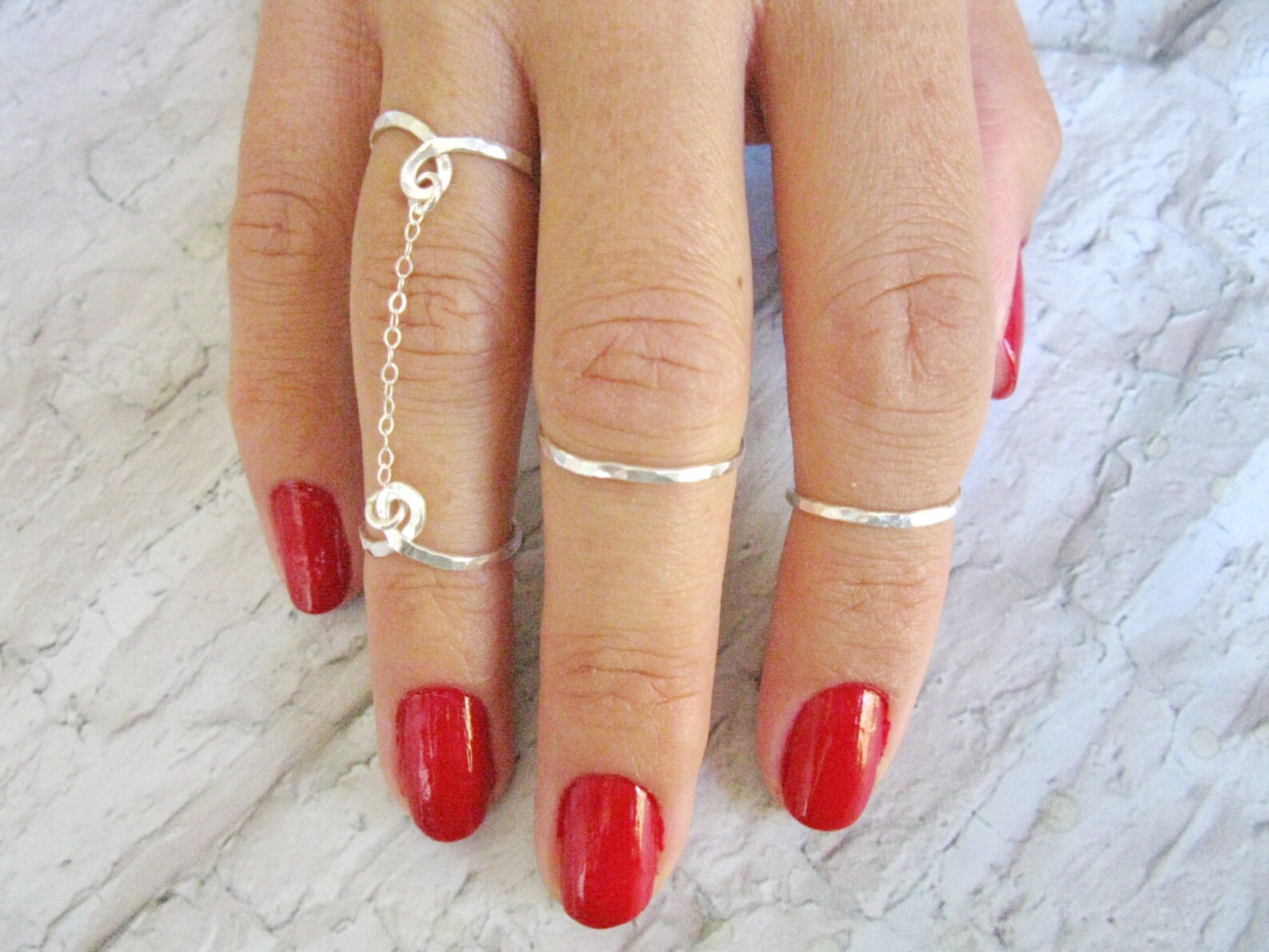 Double Ring, Double Chain Ring, Adjustable Ring, Stacking Rings ...