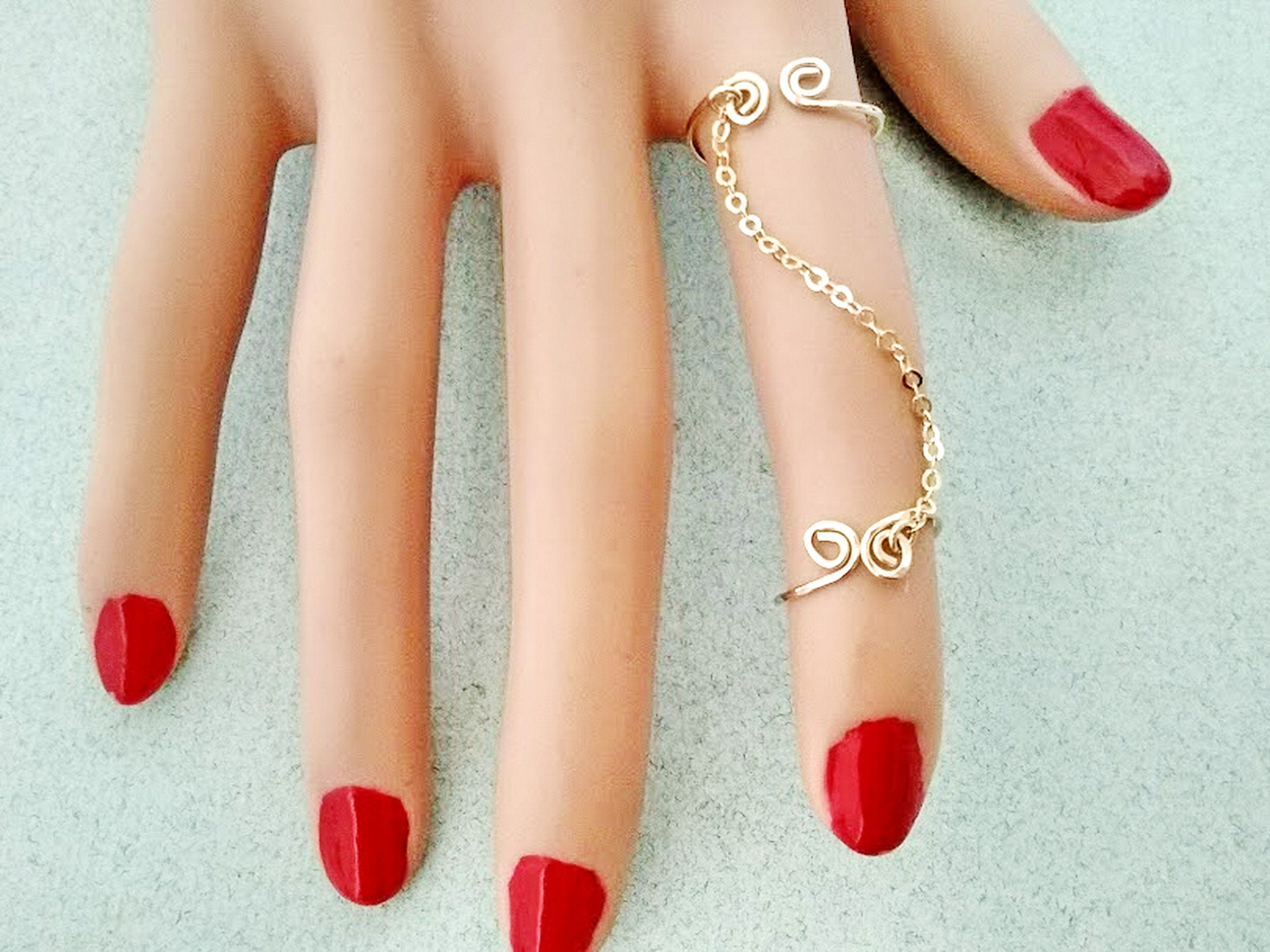 Buy Double Finger Ring, Ring With Chain, Boho Ring for Women, Slave Ring,  Adjustable Gold Ring, Bohemian Jewelry, 2 Finger Ring, Chain Link Ring  Online in India - Etsy