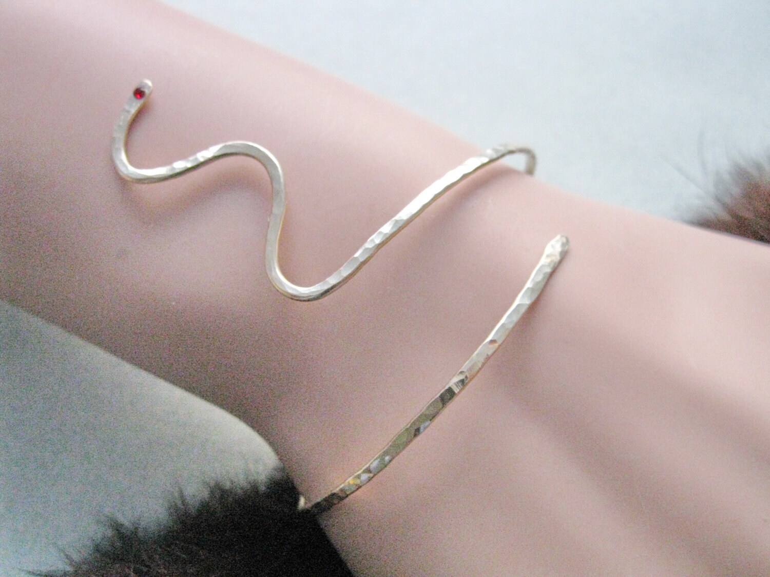 Snake cuff bracelet Gold filled bracelet Hammered bracelet Etsy