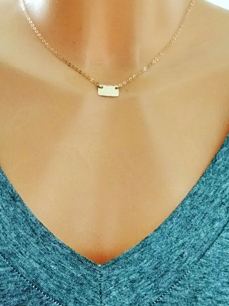 Personalized Bar Necklace Gold Filled Bar Necklace Initial Etsy