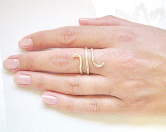 Gold Snake Ring for Women, Snake Ring, Snake Ring Adjustable, Gold Filled Ring, Hammered Ring, Dainty Ring, Best Friend Gift, by Sara Gal.