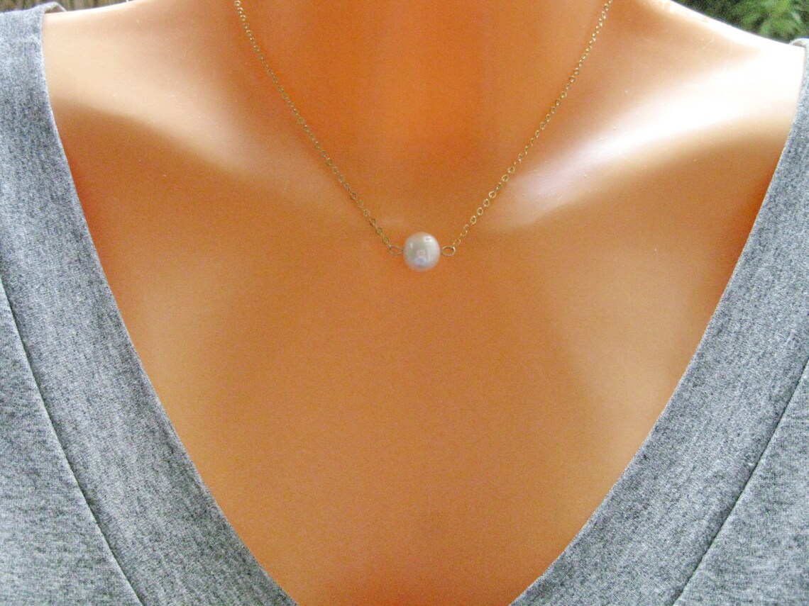 Single Pearl Necklace Freshwater Pearl Necklace Wedding Etsy