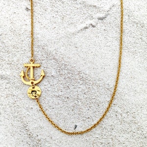 Personalized Anchor Necklace, Gold Anchor Necklace, Anchor Initial Necklace, Beach Gold Anchor Necklace, Nautical custom Necklace,