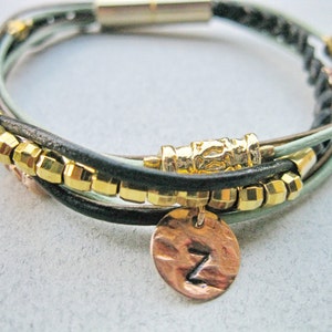 Leather Bracelet Personalized, Leather Bracelet for Woman, Stacking Leather Bracelet, Initial Bracelet, Hand Stamped Bracelet,