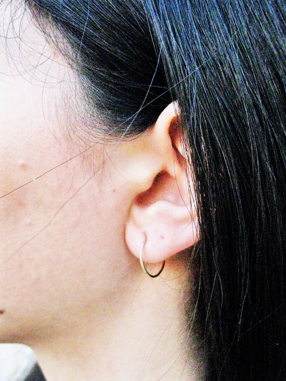 Small gold hoop store earrings etsy