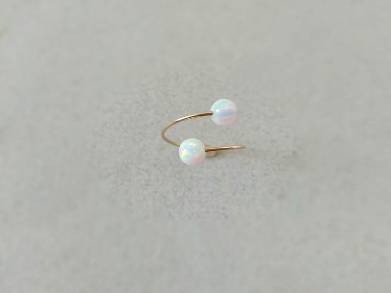 White Opal Ring Twist Ring Minimalist Ring Gold Opal Rings Gold Filled Ring Stacking Rings Boho Ring. Open Ring