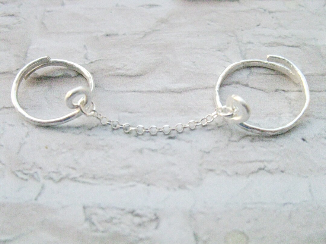 Sterling Silver Two Finger Ring, Adjustable Double Ring - Etsy