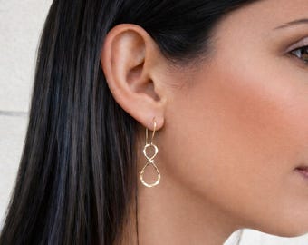 Pendientes colgantes de infinito rellenos de oro, hipoalergénicos