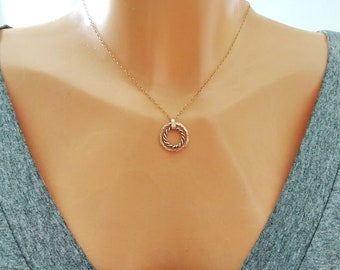 2 Circle Necklace, Gold filled Jewelry, Choker Pendant Necklace, Eternity Necklace, Minimalist Jewelry, Infinity Necklace, Best Friend Gift,