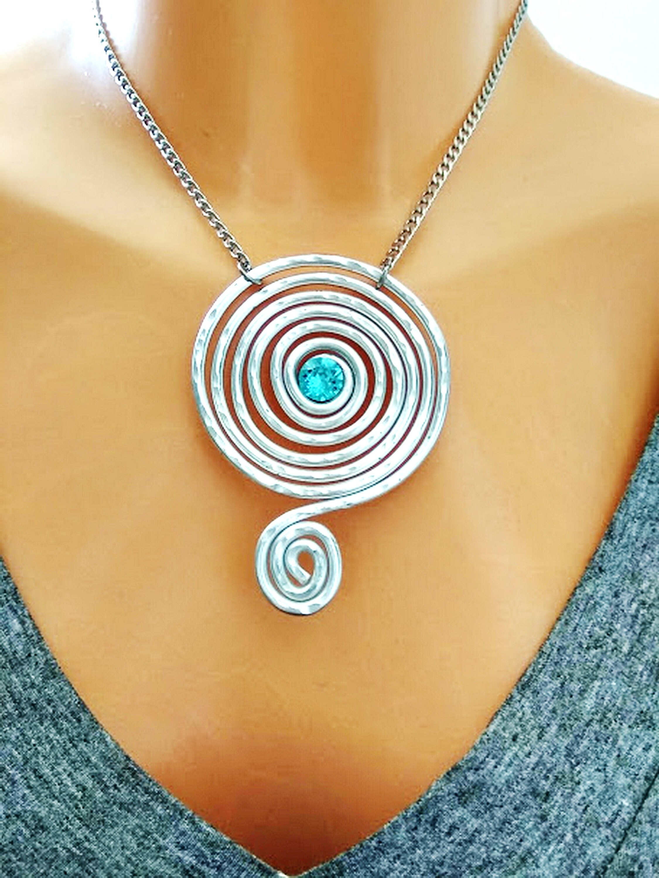 Spiral necklace Big Spiral Pendant Silver Spiral Necklace Etsy