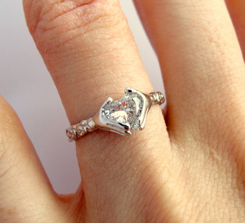Claddagh Heart Engagement Ring and Wedding Band White Gold Etsy