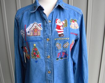 denim christmas shirt