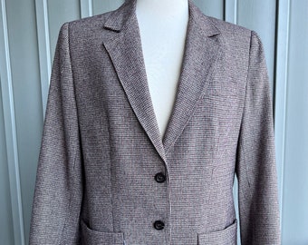 Vintage Brown Tweed Blazer / by JC Penney / Silk Wool Blend Blazer / Menswear Styling / Size S/M