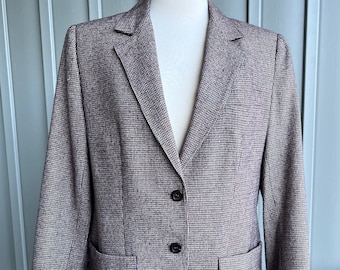 Vintage Brown Tweed Blazer / by JC Penney / Silk Wool Blend Blazer / Menswear Styling / Size S/M