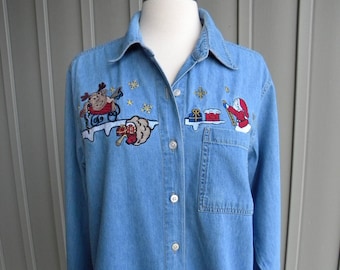 denim christmas shirt
