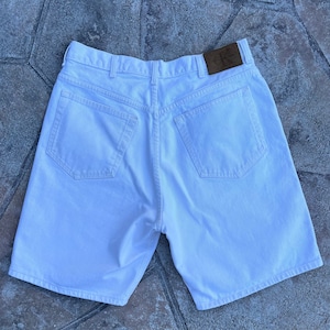 Size 35 Unisex 90&#39;s Calvin Klein Denim Shorts / Made in USA / Cream Calvin Klein Vintage Jean Shorts / 35 in Waist