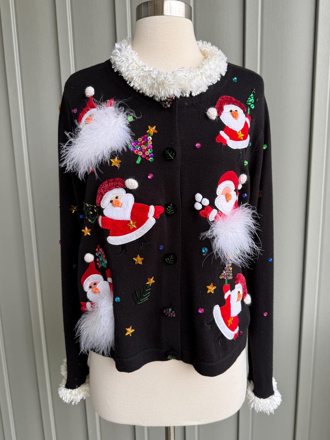 Retro Santa Claus Christmas Sweater / by Berek / Festive Cardigan ...